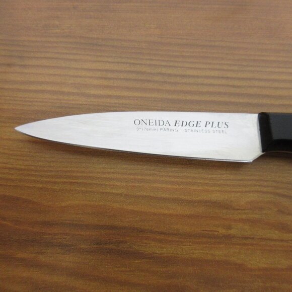 Oneida Edge Plus Paring Knife 3" Stainless Steel Blade Cutlery Black Handle 7.25 - Picture 2 of 6